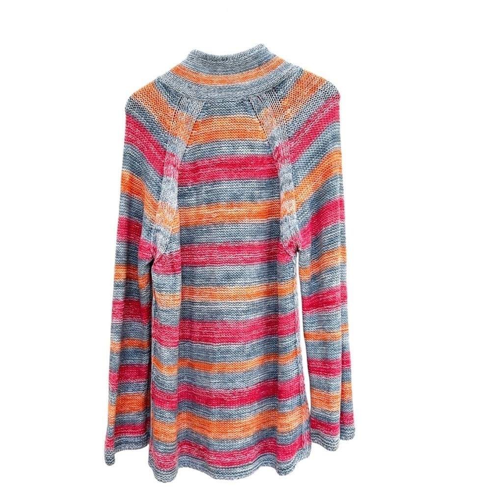 J. Jill Striped Tunic Sweater Linen Cotton Knit Beachy Casual Blue Size Large - Picture 7 of 15